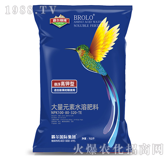 懸浮高鉀型大量元素水溶肥料NPK100-80-320+TE-霸爾國際