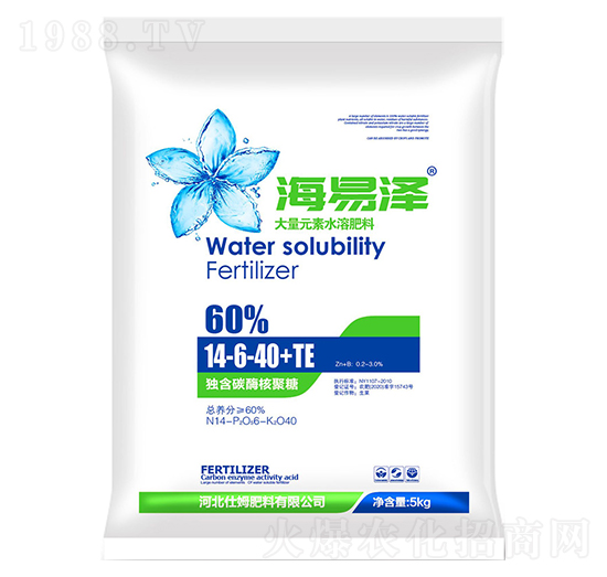 大量元素水溶肥料14-6-40+TE-海易澤-仕姆肥料