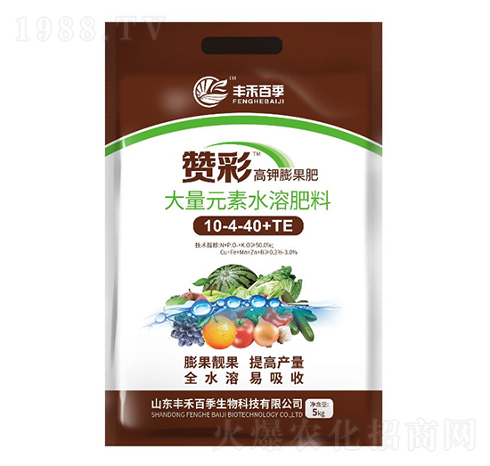 高鉀膨果大量元素水溶肥料10-4-40+TE-贊彩-豐禾百季