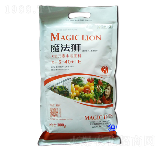 1000g大量元素水溶肥料15-5-40+TE-魔法獅-海苒