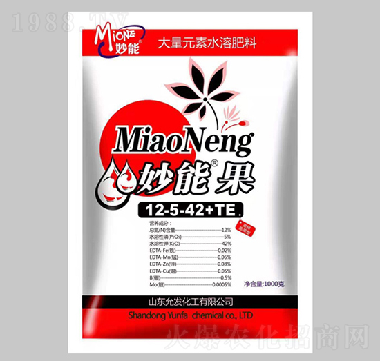 妙能果大量元素水溶肥料12-5-42+TE-妙能生物