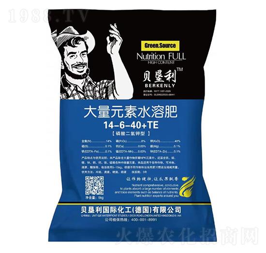 磷酸二氫鉀型大量元素水溶肥料14-6-40+TE-貝墾利